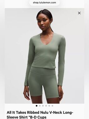 lululemon athletica Long-Sleeve Nulu V-Neck Top - Sage Willow Leaf